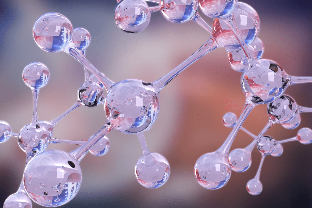 Glass Molecules Connected on Transparent Background in Digital Illustration