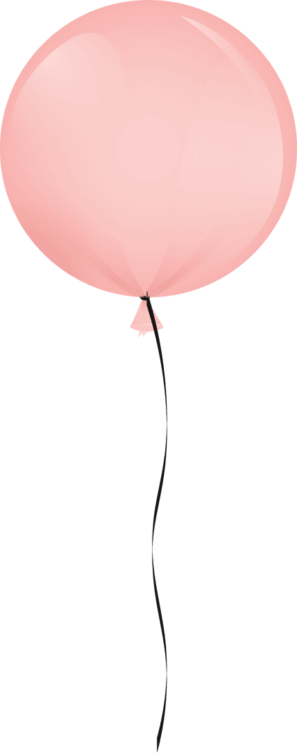 Transparent Pink Balloon with Black Ribbon Isolated Clipart