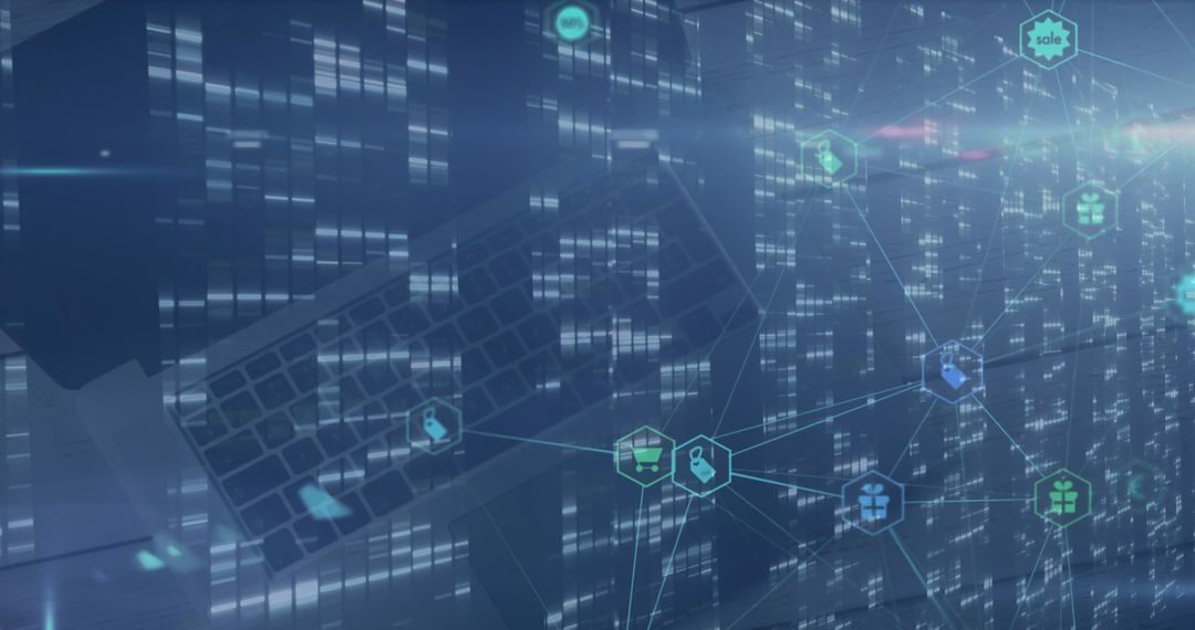 Futuristic Digital Interface with Global Networking Icons