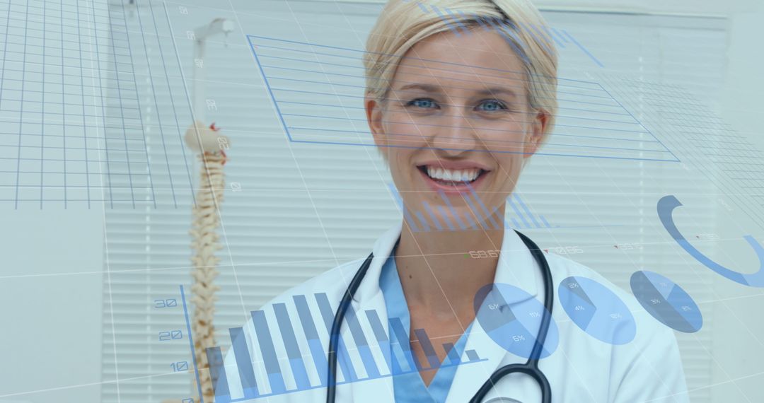 Digital Overlay with Female Doctor showcasing Medical Technology