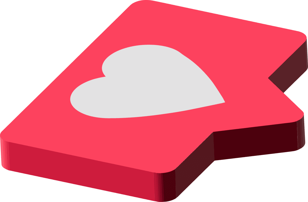 3D House Icon with Heart Symbol Transparent Background