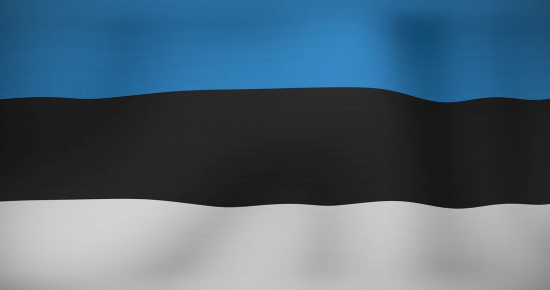 Estonian Flag Waving with Digital Data Overlay
