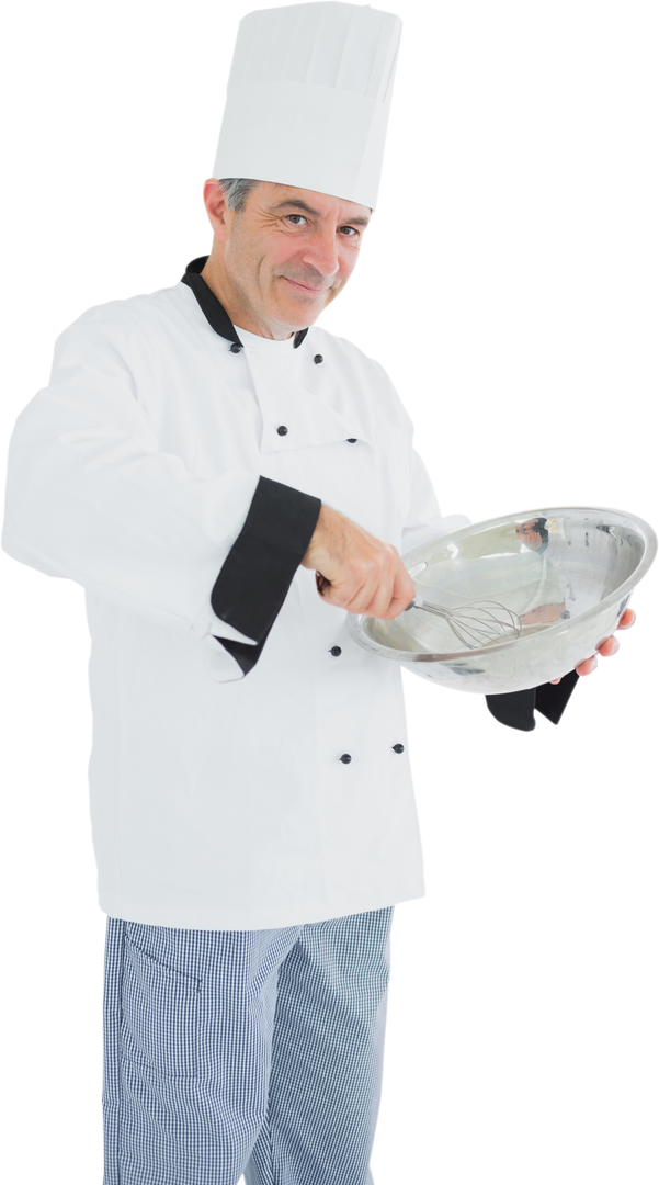 Experienced Chef Holding Mixing Bowl and Whisk in Transparent Background - Download Free Stock Images Pikwizard.com