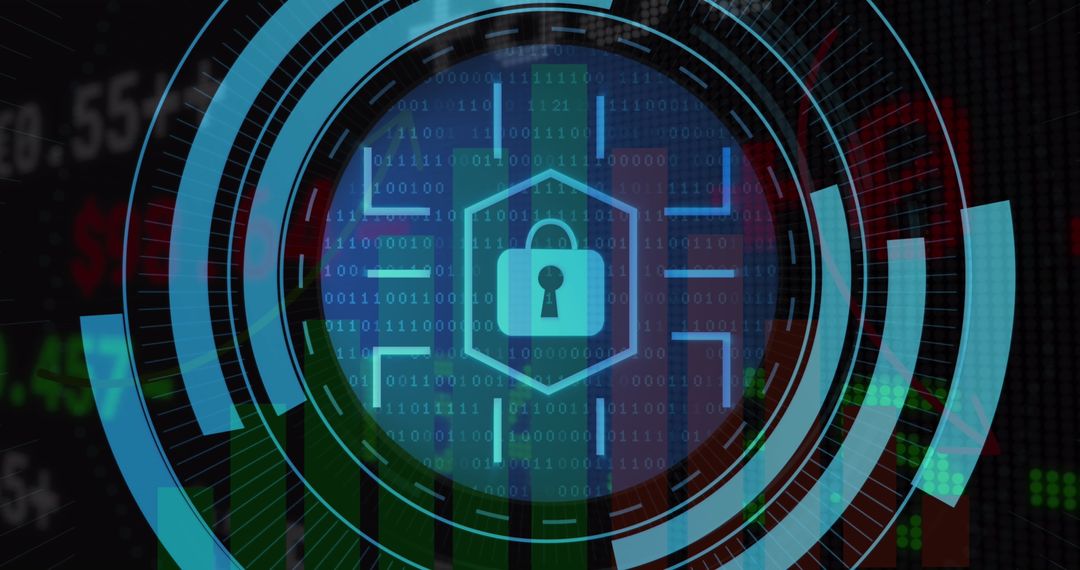 Futuristic Padlock Symbol in Virtual Cybersecurity Interface