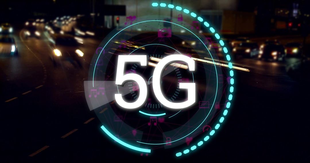 5G Connectivity Represented in Busy Night Urban Traffic Setting