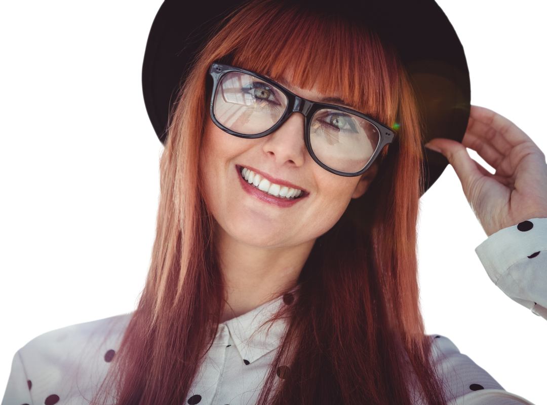 Smiling Stylish Hipster Woman Wearing Hat Transparent Background - Download Free Stock Images Pikwizard.com