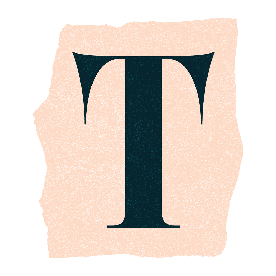 Elegant Serif Letter T on Textured Transparent Background