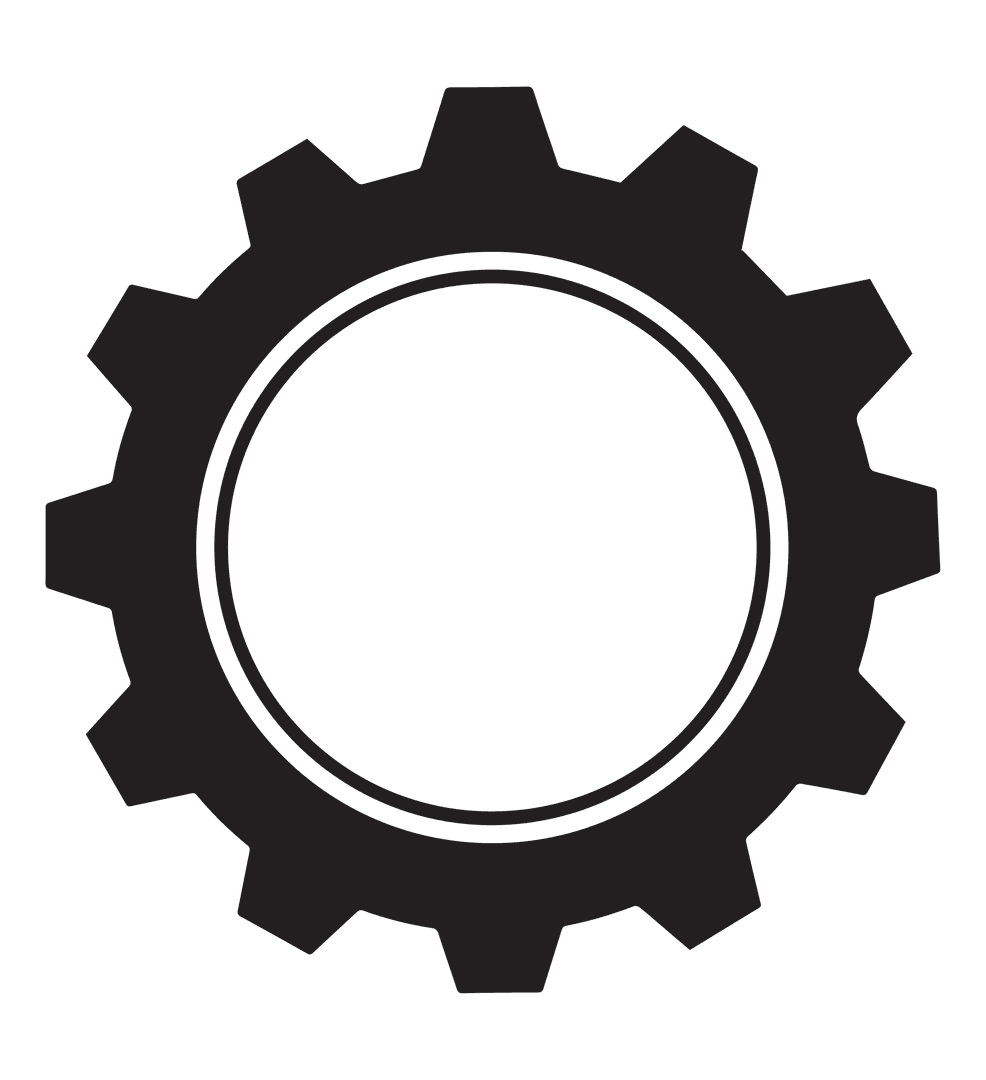 Transparent Black Gear Illustration with Copy Space