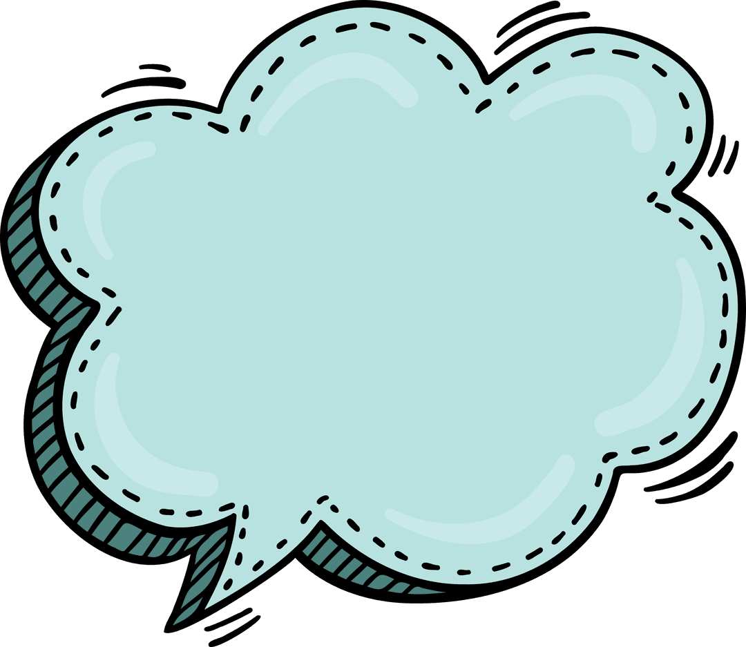 Transparent Cartoon Blue Cloud Pop Art Style