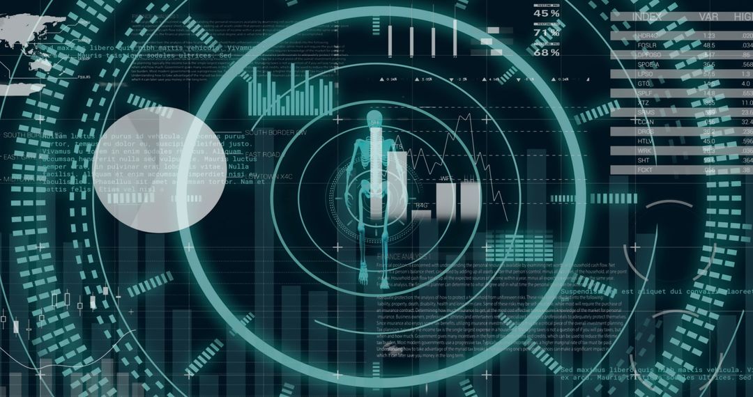Futuristic Financial Data Processing with Digital Human Overlay