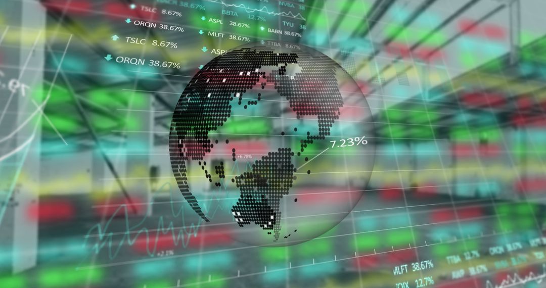 Globe with Financial Data in Tech-Inspired Background