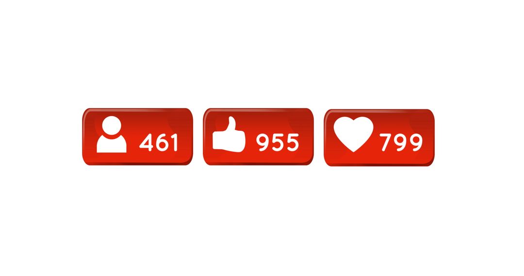 Social Media Engagement Icons with Follower and Like Counts
