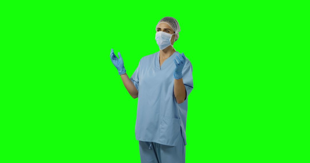 Female Surgeon Preparing for Surgery on Green Screen Background - Free Images, Stock Photos and Pictures on Pikwizard.com