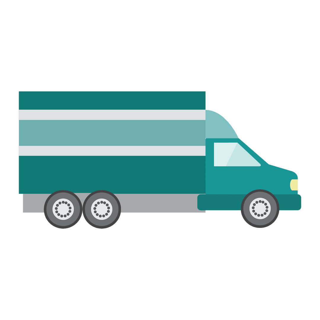 Colorful Delivery Truck on Transparent Background