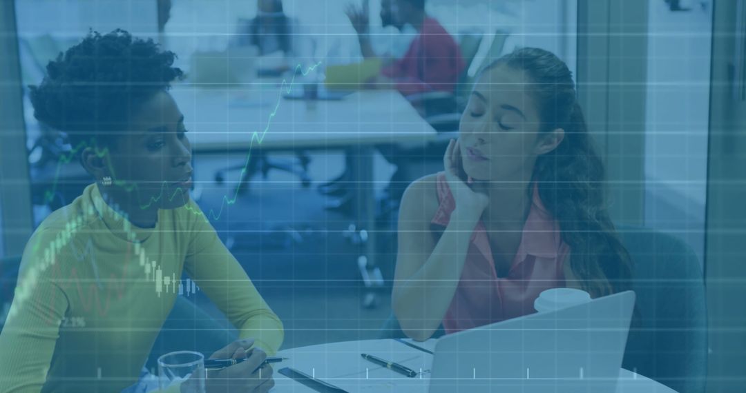 Overlay of Financial Data on Diverse Office Meeting Environment