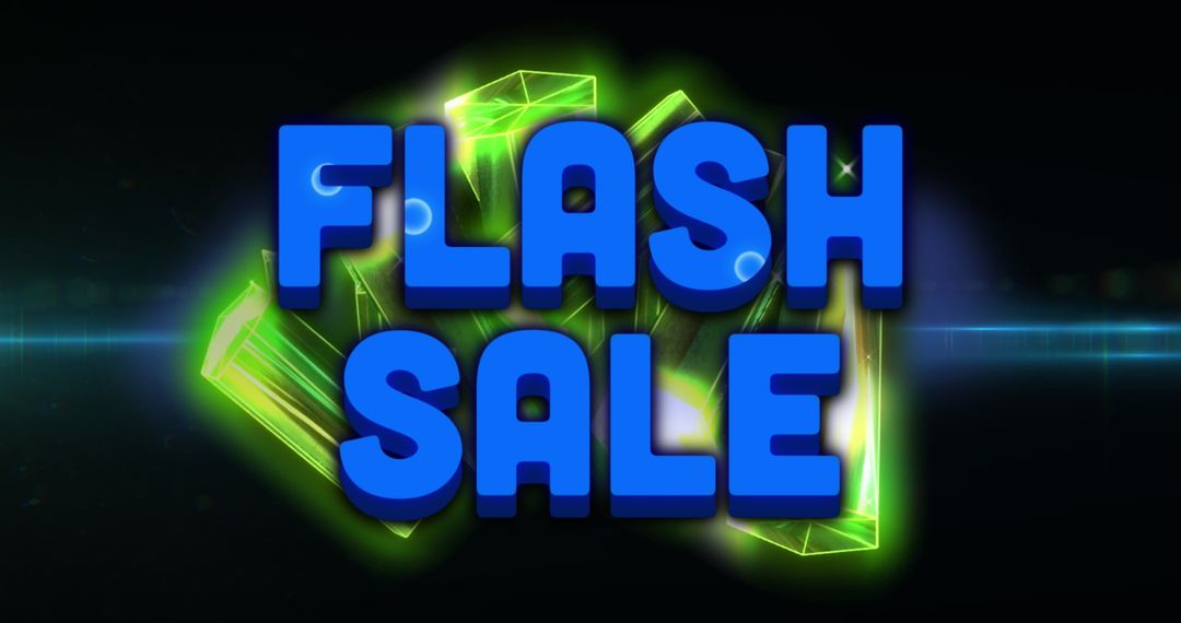 Flash Sale Holographic 3D Text on Black Neon Background