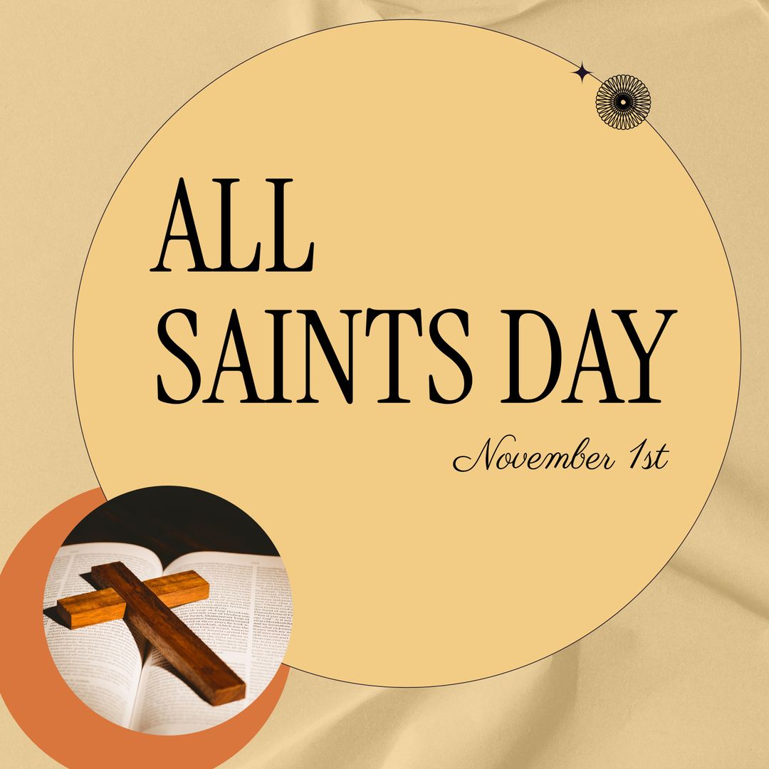 All Saints Day Celebration Concept with Cross and Bible