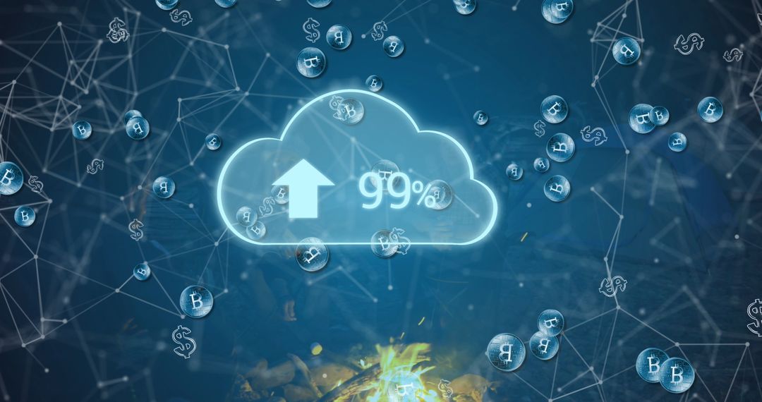 Cloud Upload Symbol in Financial Virtual Network