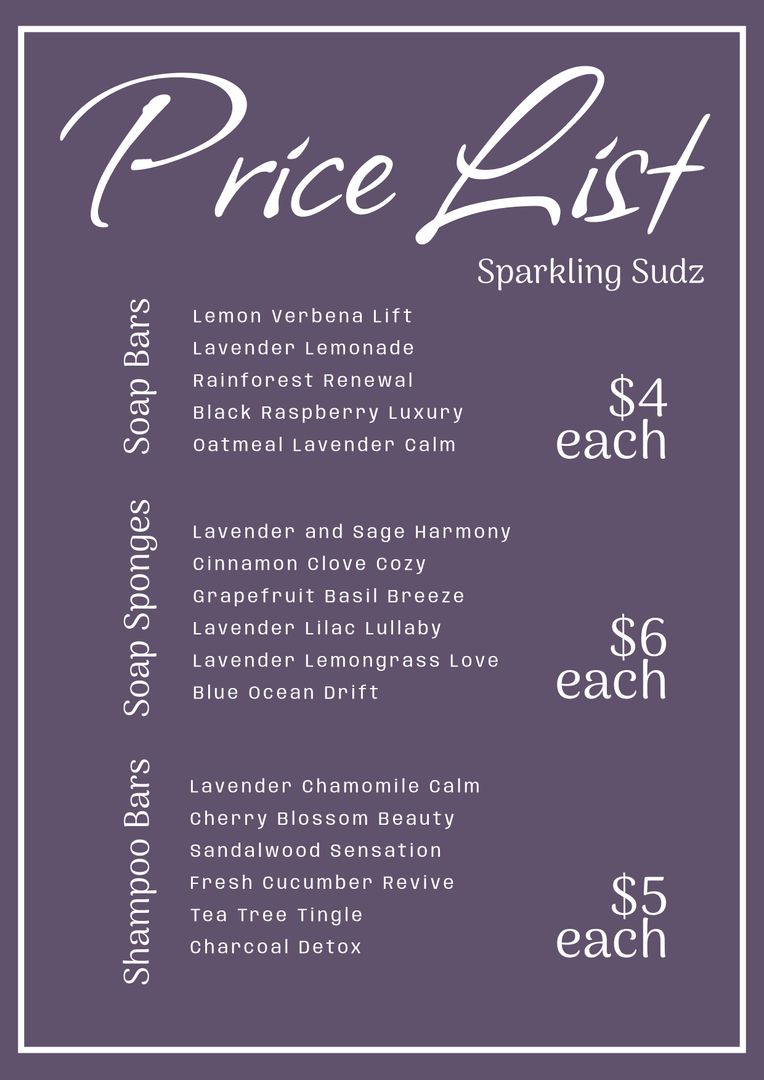 Elegant Bath Product Price List Template for Spas and Boutiques - Download Free Stock Templates Pikwizard.com