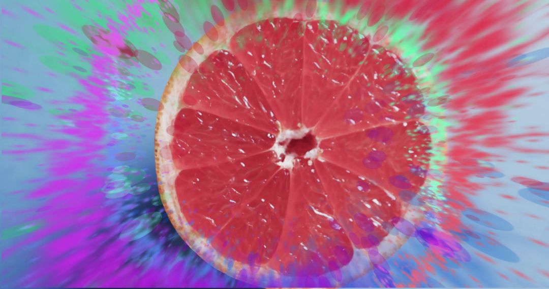 Vibrant Grapefruit Slice with Colorful Splash
