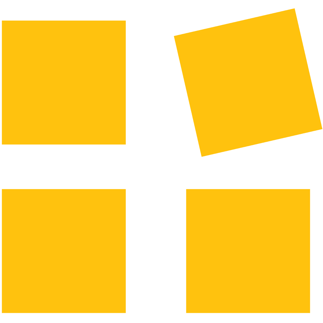 Four Yellow Squares on Transparent Background Creative Illustration