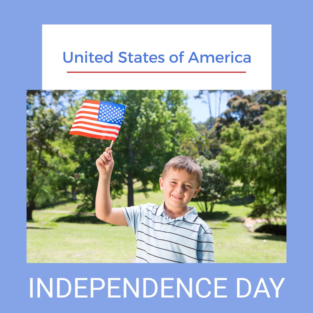 Young Boy Celebrating Independence Day With American Flag in Park - Download Free Stock Templates Pikwizard.com