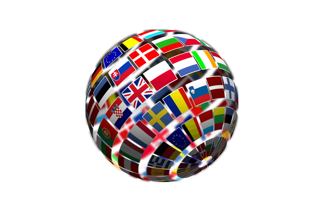 Multinational Globe on Transparent Background for Flags and Patriotism
