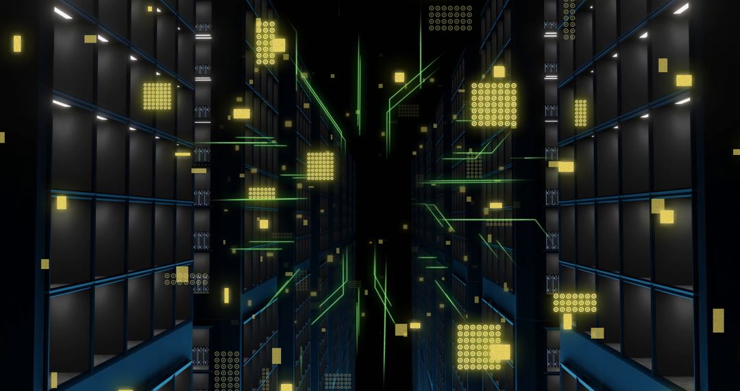AI Data Processing in Futuristic Server Room