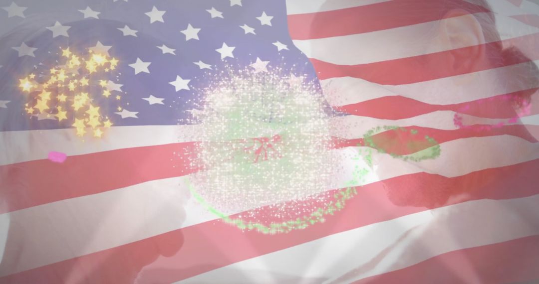 Elderly Couple Showing Connection With American Flag Background