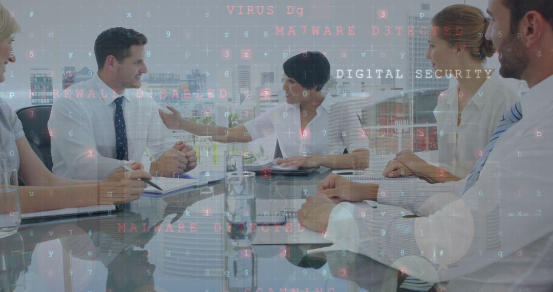 Diverse Team Discussing Digital Security Strategies in Modern Office