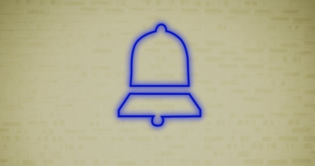 Neon Blue Bell Icon on Yellow Background for Digital Interface - Free Images, Stock Photos and Pictures on Pikwizard.com