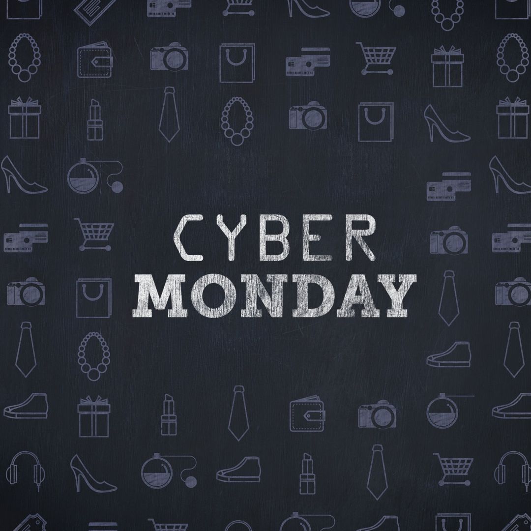 Cyber Monday Chalkboard Theme with Shopping Doodles