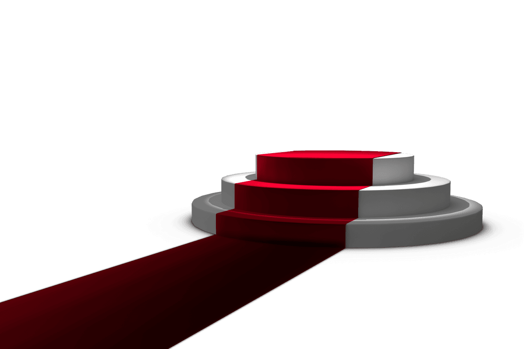 Transparent Podium with Elegant Red Carpet Design