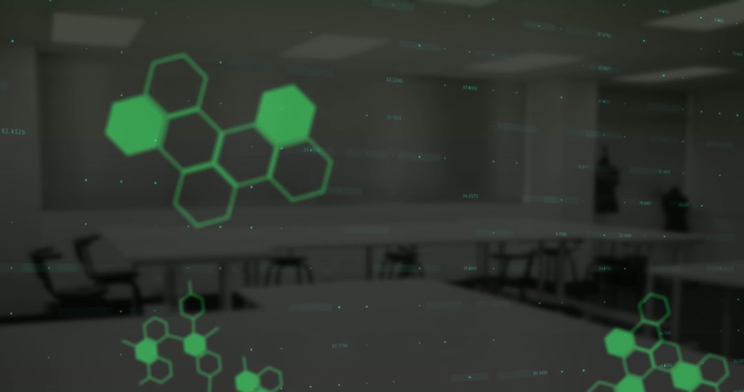 Futuristic Classroom with Digital Interface Overlay