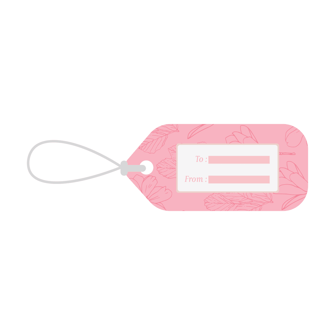 Pink Gift Tag Illustration with Transparent Background