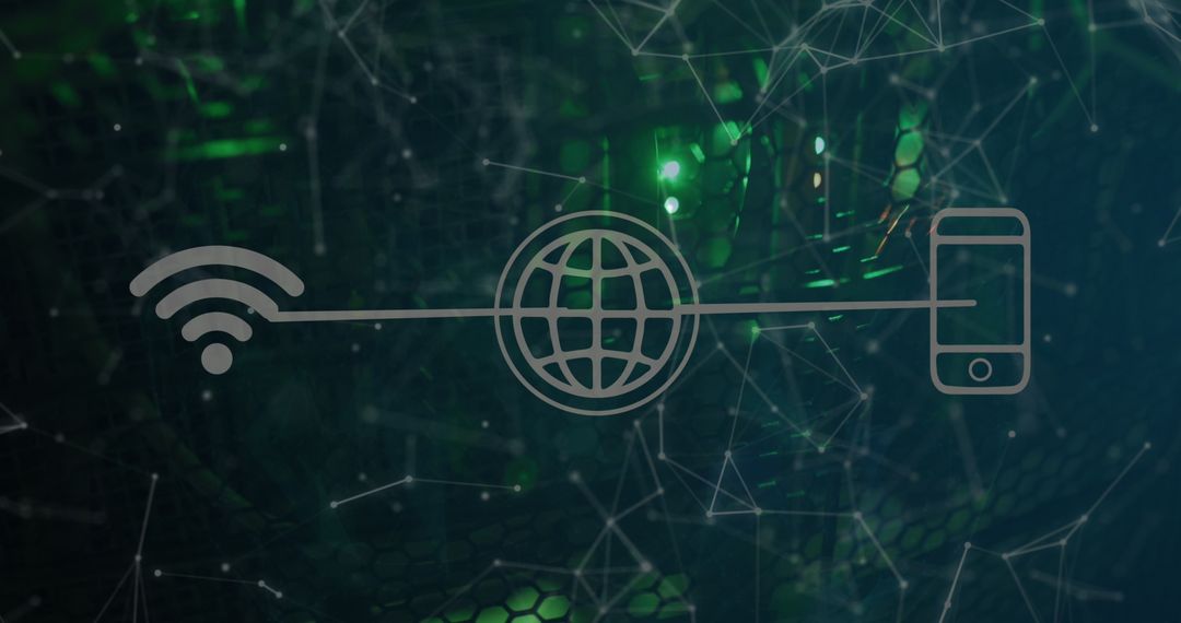 Digital Connectivity Icons Hovering Servers in Dark