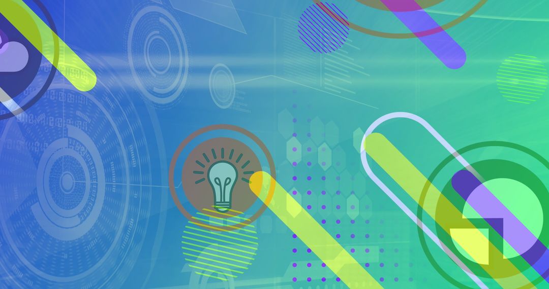 Abstract Digital Interface with Geometric Shapes and Icons