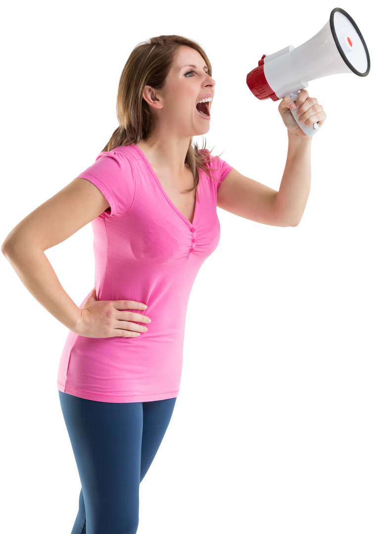 Woman Using Loudspeaker on Transparent Background for Communication Concept - Download Free Stock Images Pikwizard.com