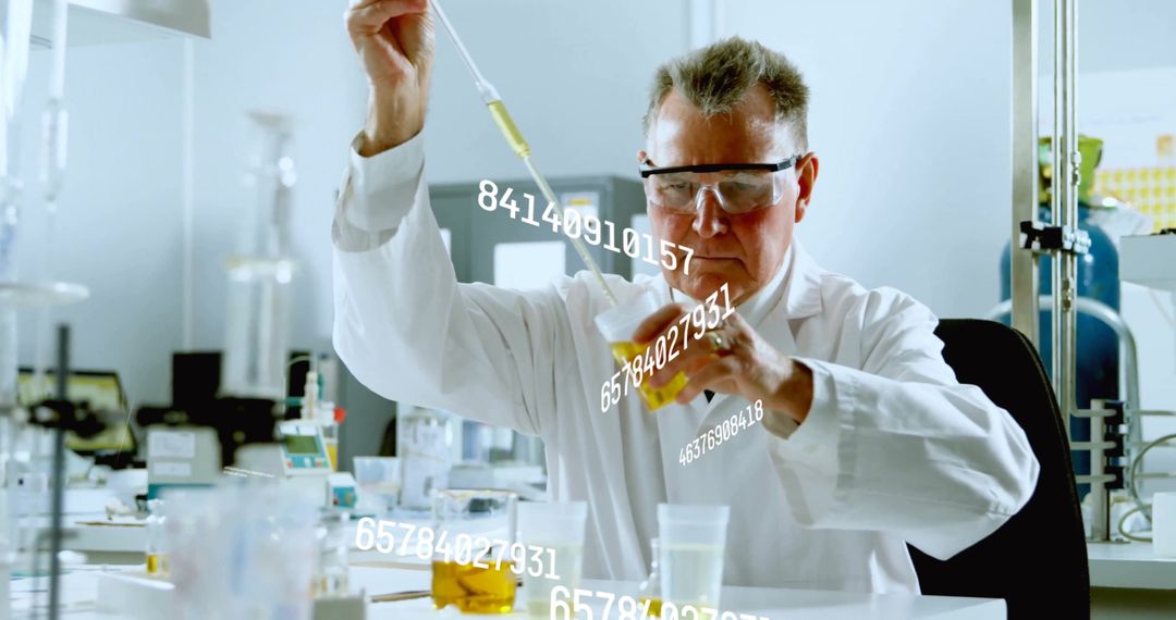 scientist experimenting with high-tech data visual overlay - Free Images, Stock Photos and Pictures on Pikwizard.com