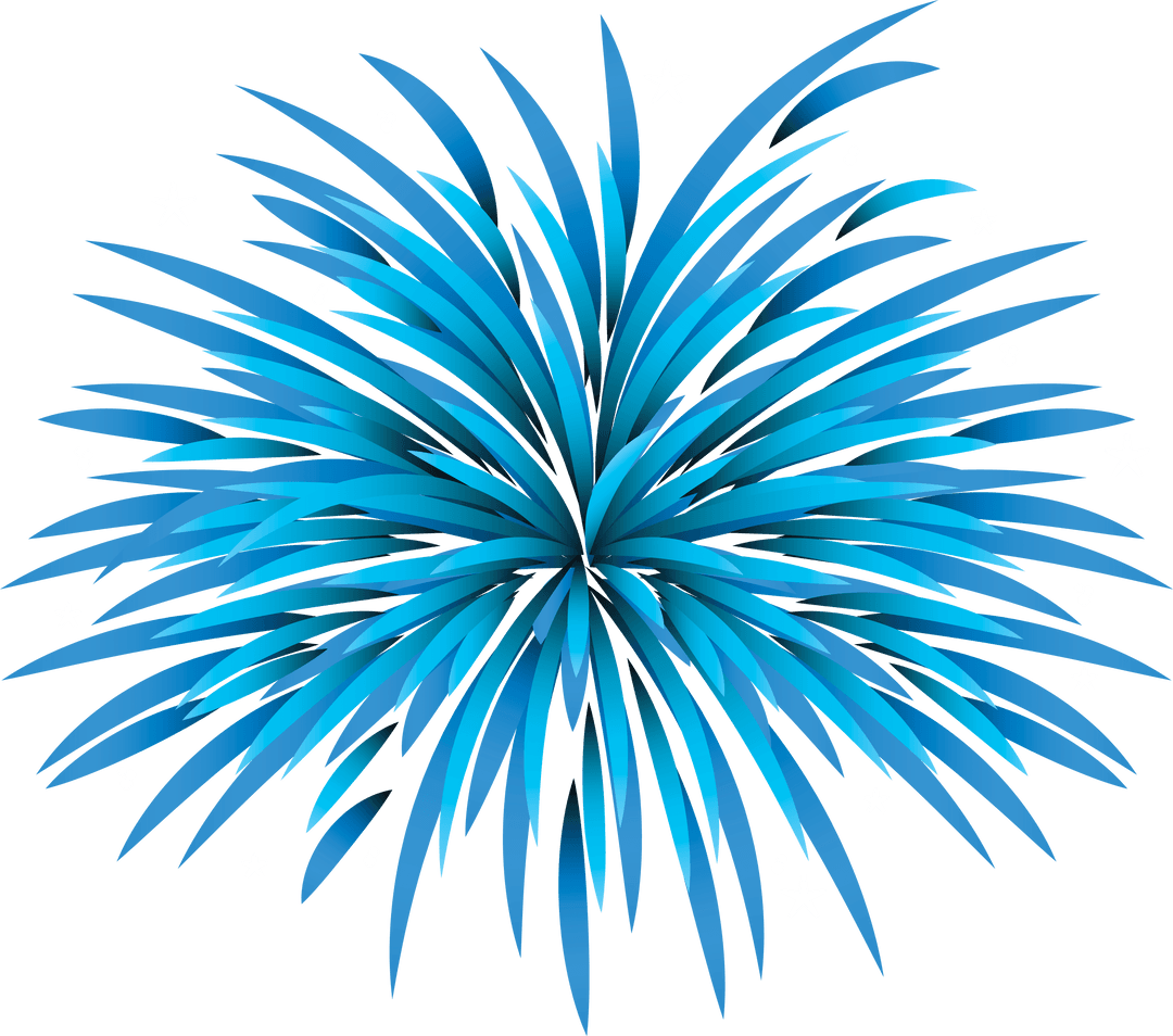 Bright Blue Firework Burst on Transparent Background Display