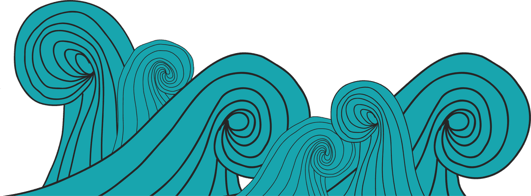 Transparent Abstract Teal Swirl Waves Design with Fluid Patterns