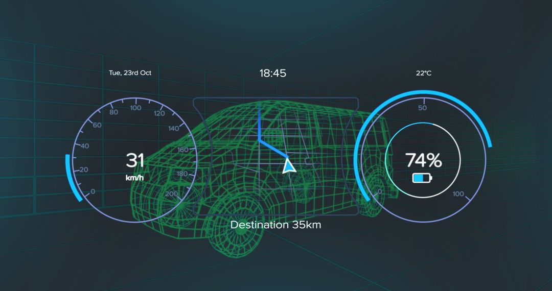 Digital Interface of Electric Car Dashboard with Holographic Display