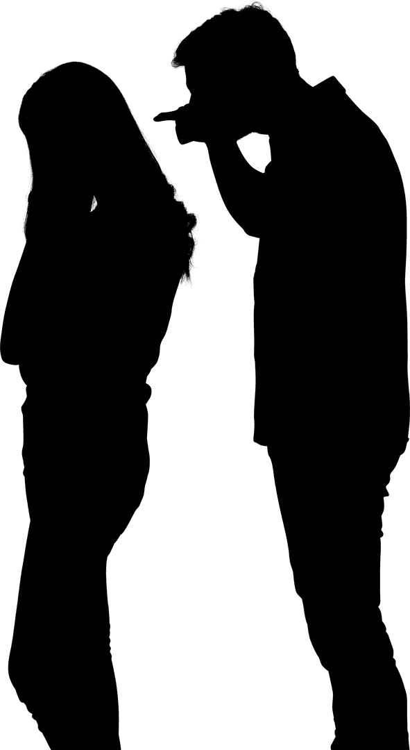 Silhouette of Arguing Couple on Transparent Background