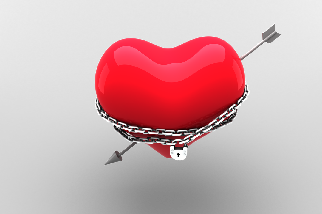 Red Heart with Arrow and Lock Chain on Transparent Background - Download Free Stock Images Pikwizard.com