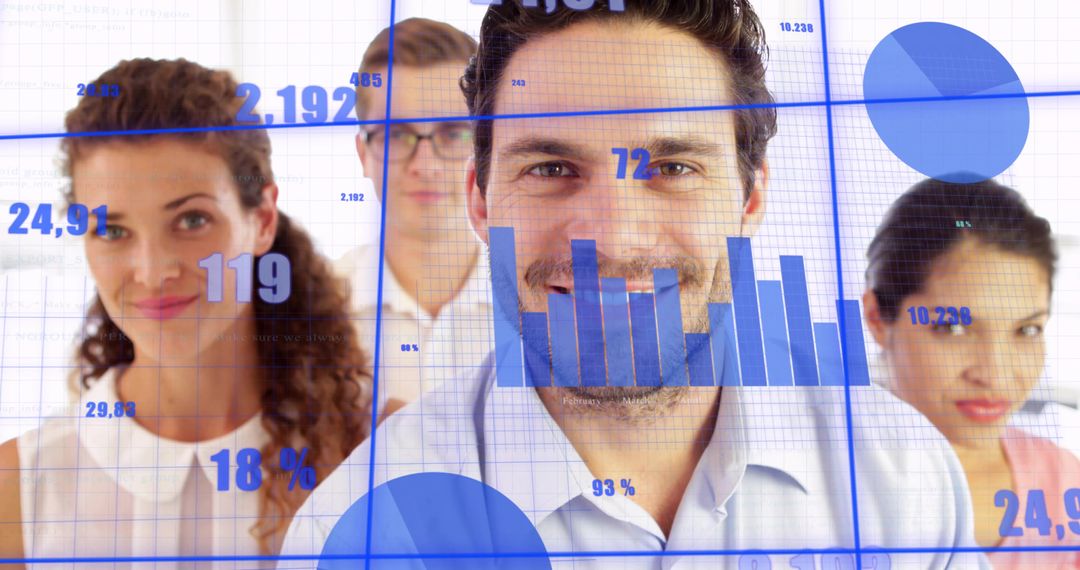 Team Projection with Infographics Illustrating Data