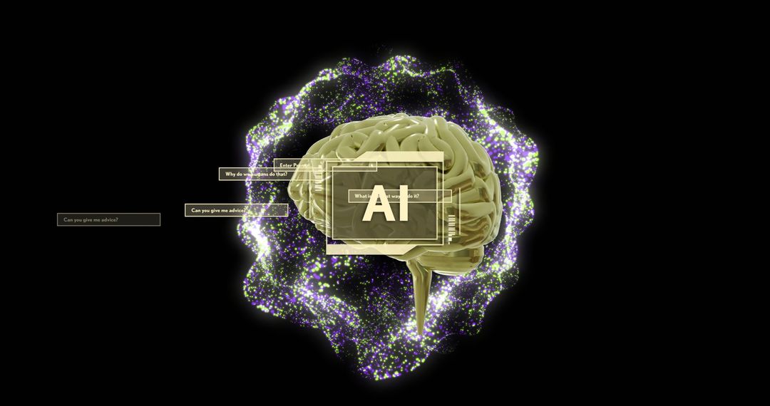 Artificial Intelligence Brain with Futuristic Digital Interface