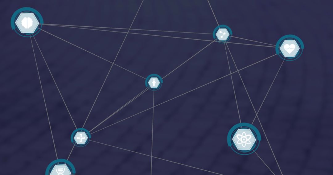 Interconnected Network with Scientific and Health Symbols