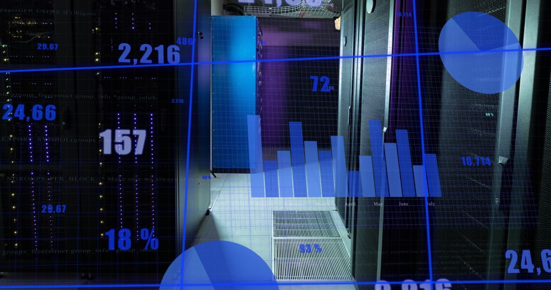 Digital Data Visualization Overlays in Server Room