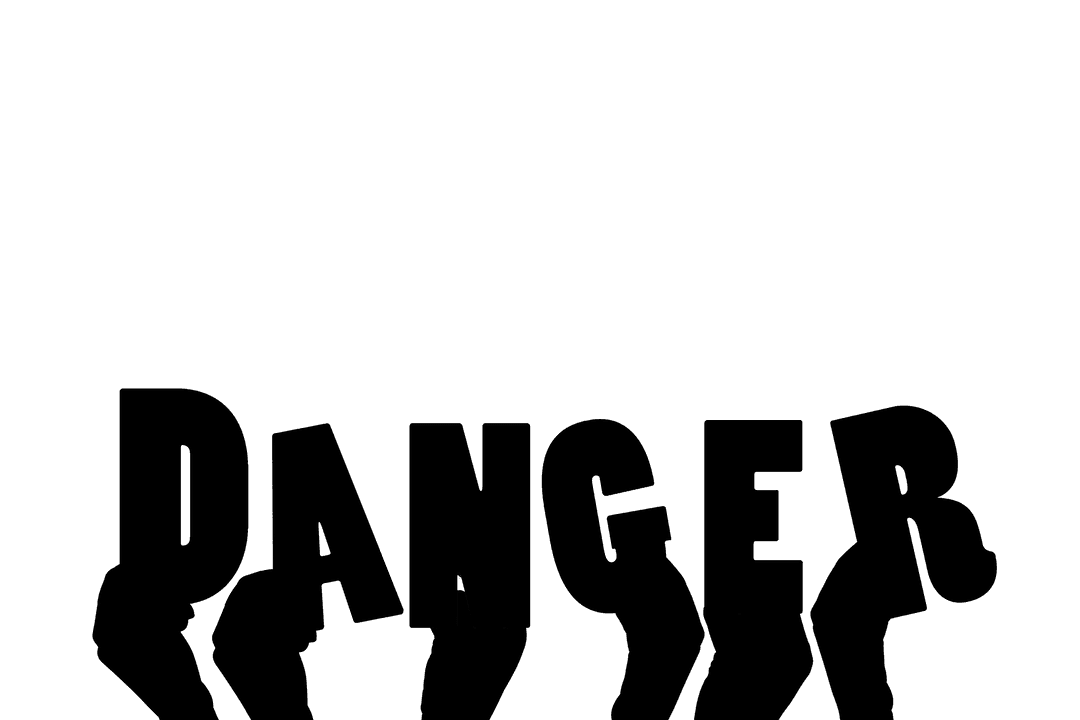 Transparent Danger Text With Warning Hands Illustration