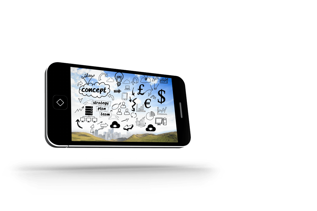 Transparent Smartphone Displaying Business Brainstorm Concept